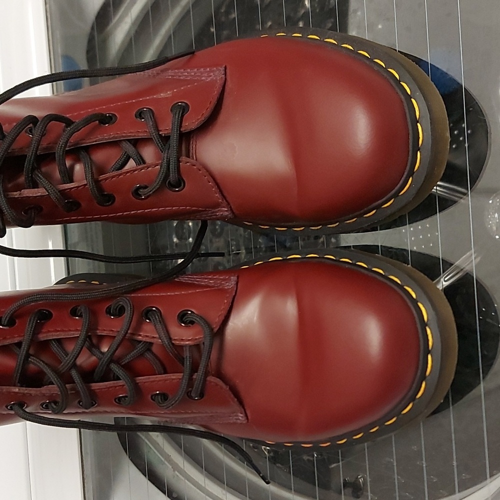 Dr. Martens Cherry Red Leather Boots - Picture 2 of 7